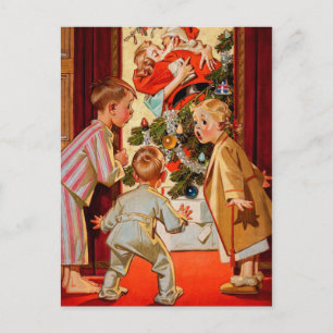 Mum Kisses Santa Claus Holiday Postcard