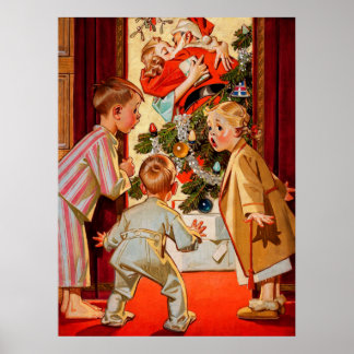 Mum Kisses Santa Claus Poster