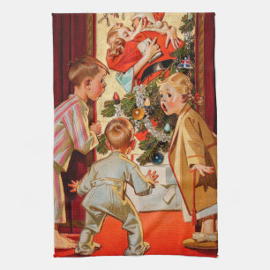 Mum Kisses Santa Claus Tea Towel