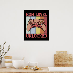 Mum Level Unlocked Vintage Video Gamer New Mum   Poster