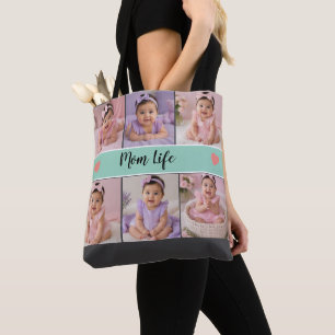 Mum Life 6 Photo Custom  Tote Bag