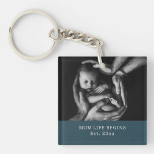 'Mum Life Begins' Birthday Gift Mother's Day Baby Key Ring