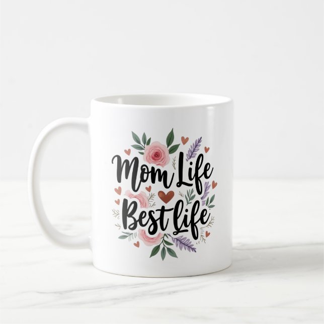 Mum Life Best Life Floral Coffee Mug (Left)