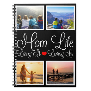 Mum Life Black Personalised Photo Notebook