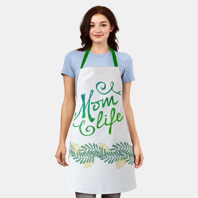 Mum Life Chef Apron - Green Yellow Floral! (Worn)