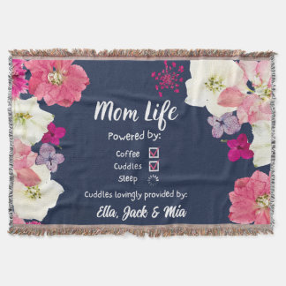 Mum Life Coffee & Sleep Floral Name Throw Blanket