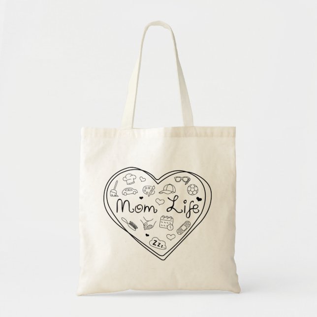 Mum Life - Cute Multitasking Mum Heart Tote Bag (Front)