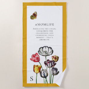 Mum Life Floral Butterfly  Beach Towel
