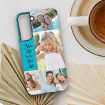 Mum Life is the Best Life 4 Photo Turquoise Samsung Galaxy Case<br><div class="desc">Custom photo phone case with photo collage using 4 of your favorite photos. The mum quote reads "mum life is the best life" which you can edit if you wish. The template was designed to fit the Samsung Galaxy S22 Plus case - if you choose a different size case be...</div>