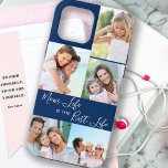 Mum Life is the Best Life 5 Photo Collage Blue Case-Mate iPhone Case<br><div class="desc">Custom 5 photo iphone case lettered with Mum Life is the Best Life (editable for Mum, Mama, Momma, Mummy etc). The design features a personalised, wrap around, photo collage with 5 of your favourite pictures, which are displayed as 1 vertical portrait and 4 square instagram. The design has a blue...</div>
