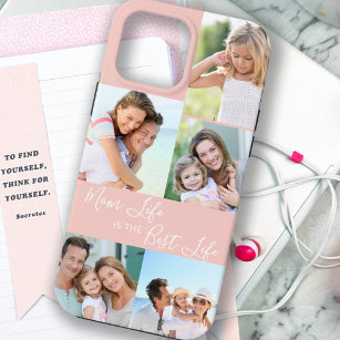 Mum Life is the Best Life 5 Photo Peach Pink Case-Mate iPhone Case