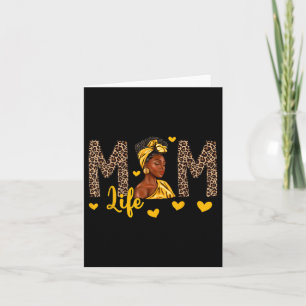 Mum Life Leopard Afro Woman African American Mothe Card