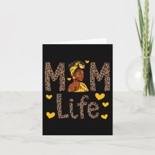 Mum Life Leopard Black Woman African American Moth Card