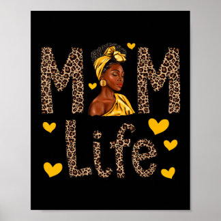 Mum Life Leopard Black Woman African American Moth Poster