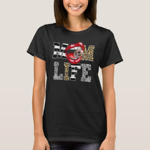Mum Life Leopard Lip Skull Red Lip Mother's Day T-Shirt