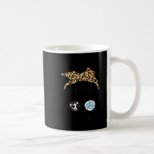 Mum Life Messy Bun Hair Fun Volleyball Cheer Mum  Coffee Mug