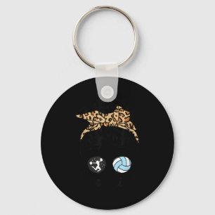 Mum Life Messy Bun Hair Fun Volleyball Cheer Mum Key Ring