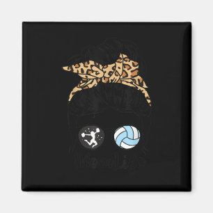 Mum Life Messy Bun Hair Fun Volleyball Cheer Mum Magnet