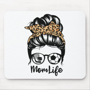 Mum Life Messy Bun Hair Funny Soccer Hockey Player Mouse Mat