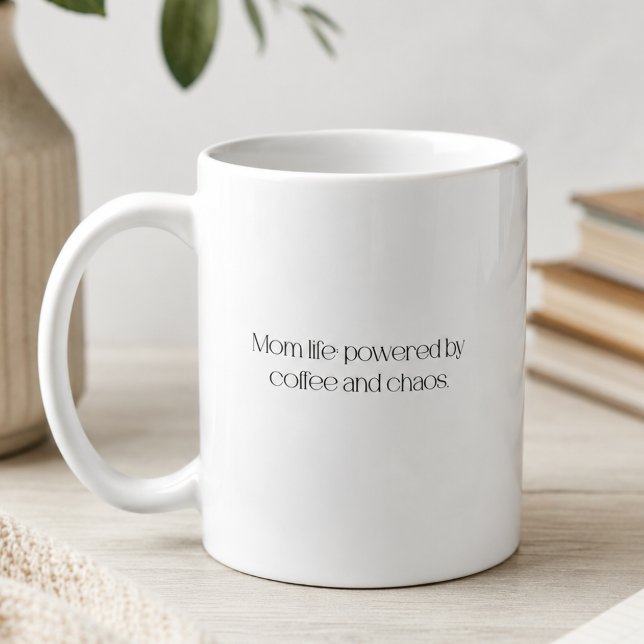 Mum Life: Powered by Coffee and Chaos. Mug (Creator Uploaded)
