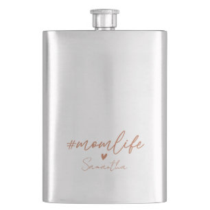 Mum Life - Rustic Charm Design Hip Flask