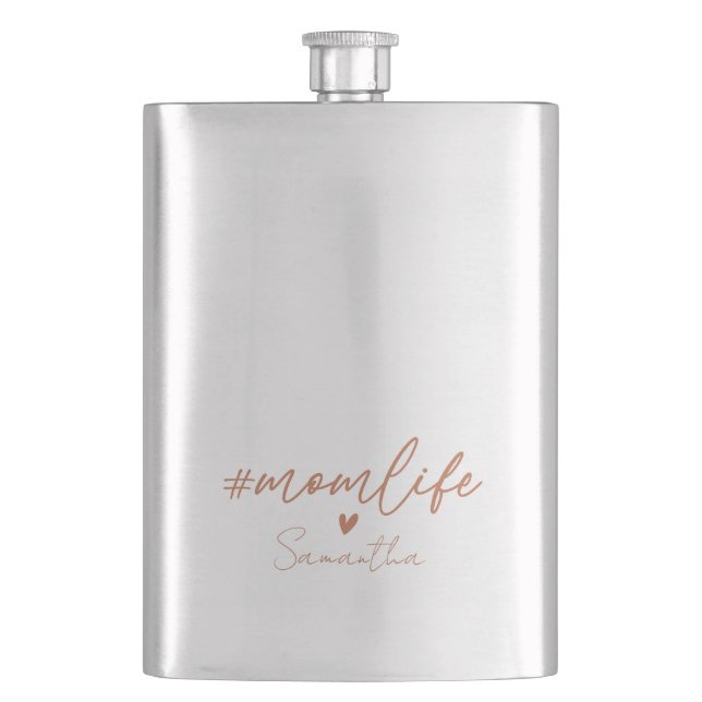 Mum Life - Rustic Charm Design Hip Flask (Front)