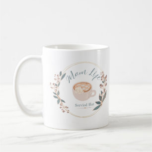 Mum Life Served Hot Cosy Coffee Cat Art Mug