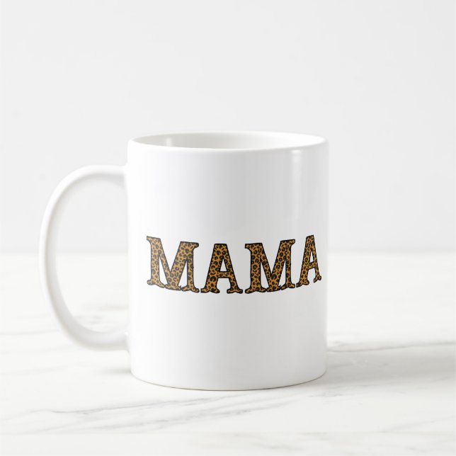 Mum Life Shirt Leopard Cheetah Print, Funny Mother Coffee Mug (Left)