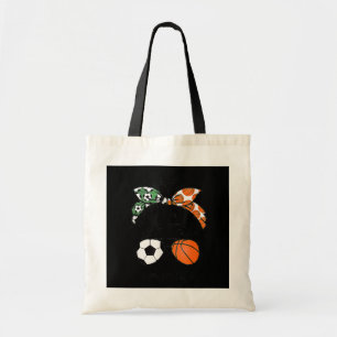 Mum Life Soccer And Basketball Messy Bun Mother Tote Bag