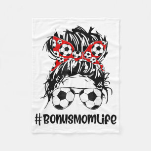 Mum Life Soccer Bonus Mum Mothers Day Messy Bun Wo Fleece Blanket