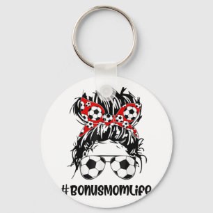 Mum Life Soccer Bonus Mum Mothers Day Messy Bun Wo Key Ring