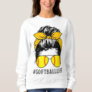 Mum Life Softball Baseball Mum Mothers Day Messy B Sweatshirt