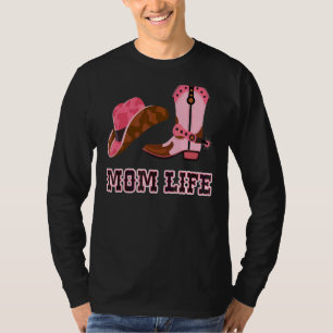 Mum Life Womens Cute Country Girl Boots Bling T-Shirt