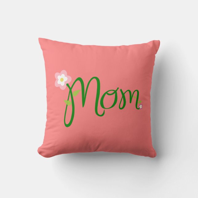Mum Light Coral Throw Pillow (Front)