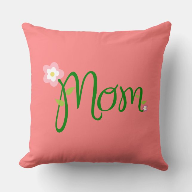 Mum Light Coral Throw Pillows (Front)
