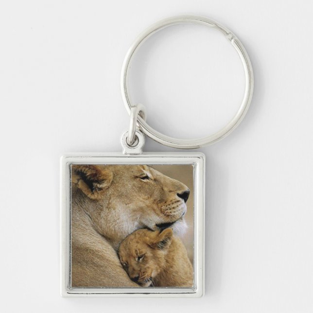 Mum Lion and Baby Cub Key Ring (Front)