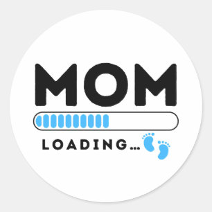 Mum Loading Baby Boy Blue Soon to be Mummy Classic Round Sticker
