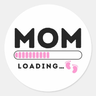 Mum Loading Baby Girl Pink Soon to be Mummy Classic Round Sticker