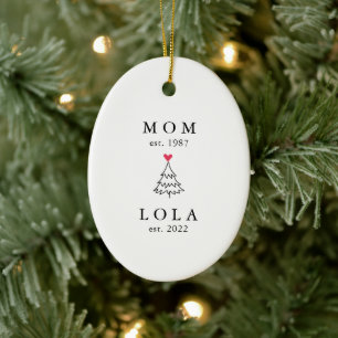 Mum Lola Year Est. Christmas Ceramic Tree Decoration