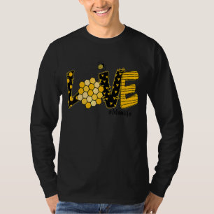 Mum Love Bee Heart Print Mum Life T-Shirt