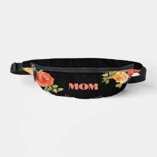 Mum love black watercolor floral bum bags