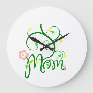 Mum Love Floral Heart Blossom Vines Destiny Sports Large Clock
