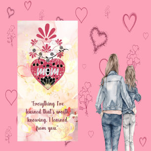 Mum Love Heart Floral Motif Mother's Day Quote  Holiday Card