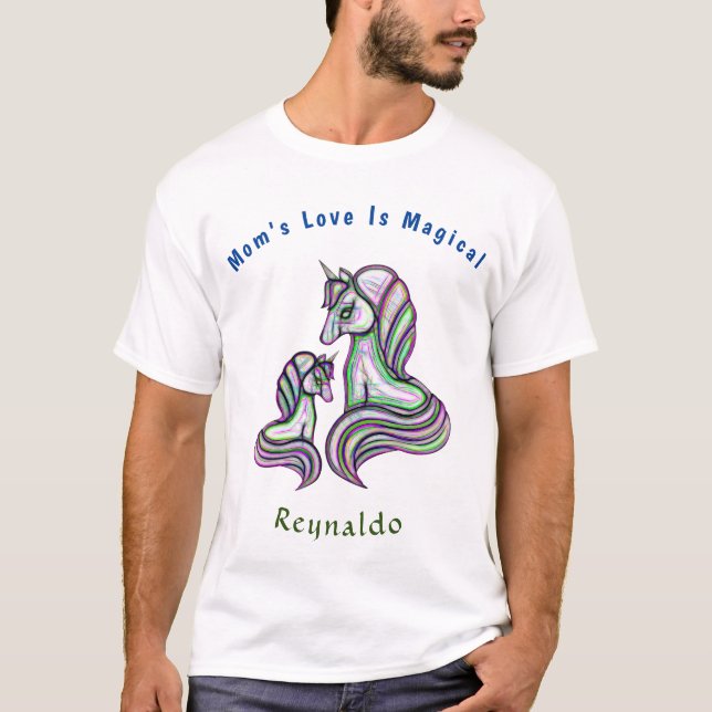 Mum Love Is Magical Unicorn Personalise T-Shirt (Front)