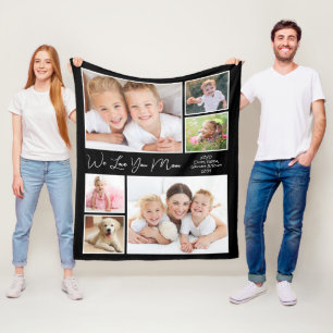Mum Love Photo Personalised Black Fleece Blanket