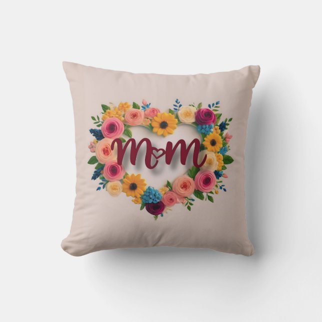 Mum Love Wreath -Throw Pillow (Front)