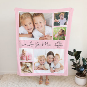 Mum Love You Photo Pink Fleece Blanket