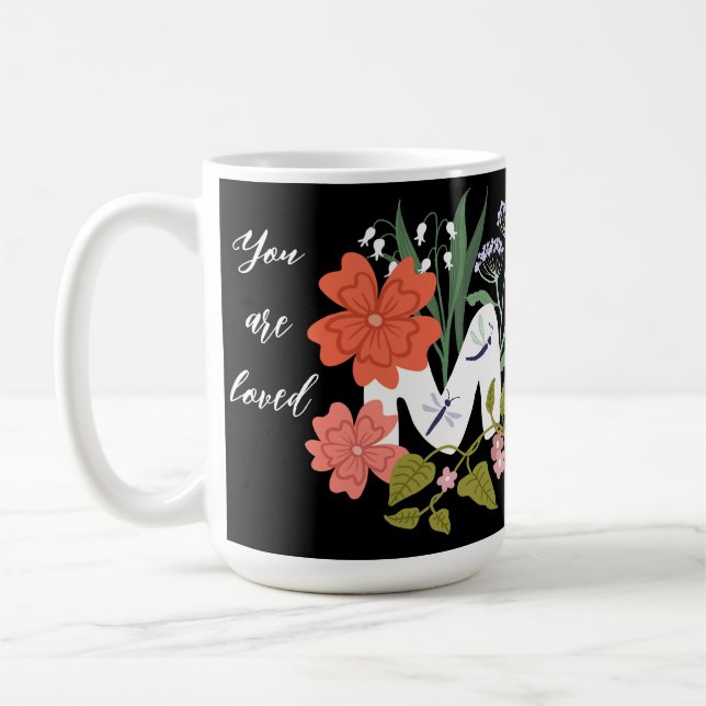 Mum loved boho flower bouquet cute coffee mug (Left)