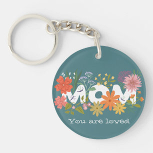 Mum loved boho flower bouquet key ring