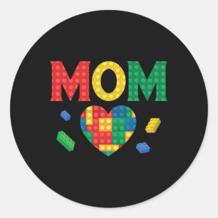 Mum Lover Master Builder Building Bricks Blocks Mo Classic Round Sticker